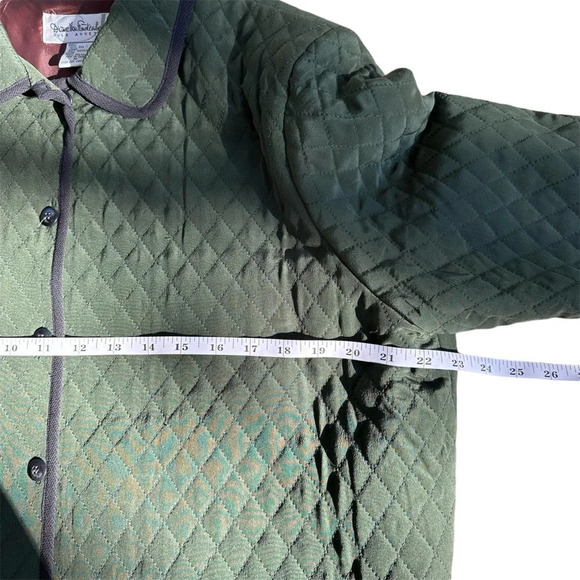 Diane Von Furstenberg Vintage Silk Assets Quilted Jacket Coat Green Medium Vtg - Picture 7 of 11